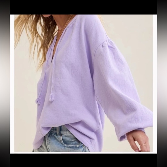 Aerie Easy Street Sweatshirt Lavender V-Neck Oversized Size Small - Picture 5 of 12